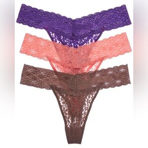 WACOAL 3 Pack Lace Thongs M $39 Retail NWT